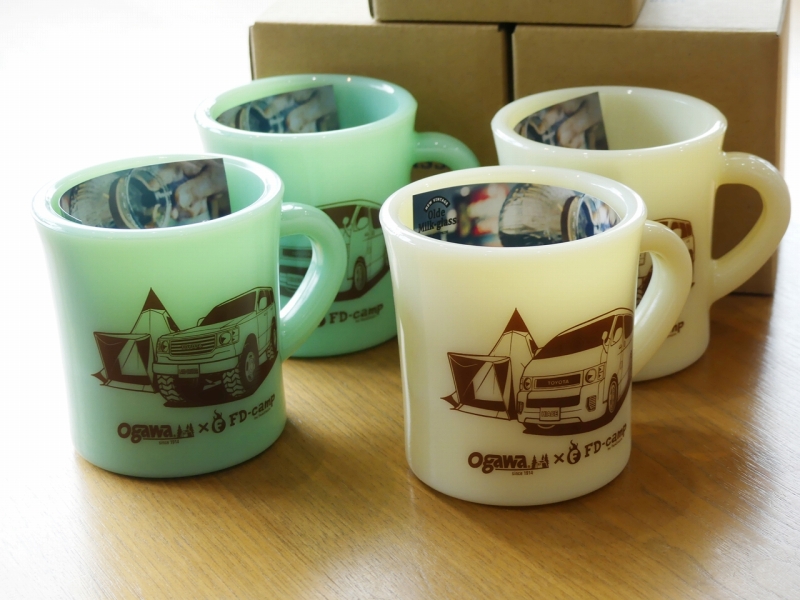 ogawaコラボ ランクル・ハイエースマグカップ（オールドミルクガラス）