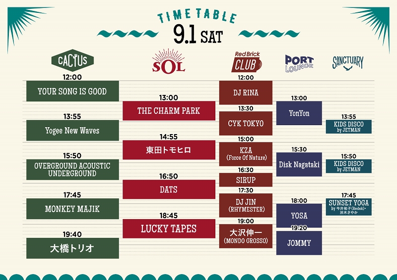 タイムテーブル（初日）Local Green Festival（ローカルグリーンフェスティバル）2018