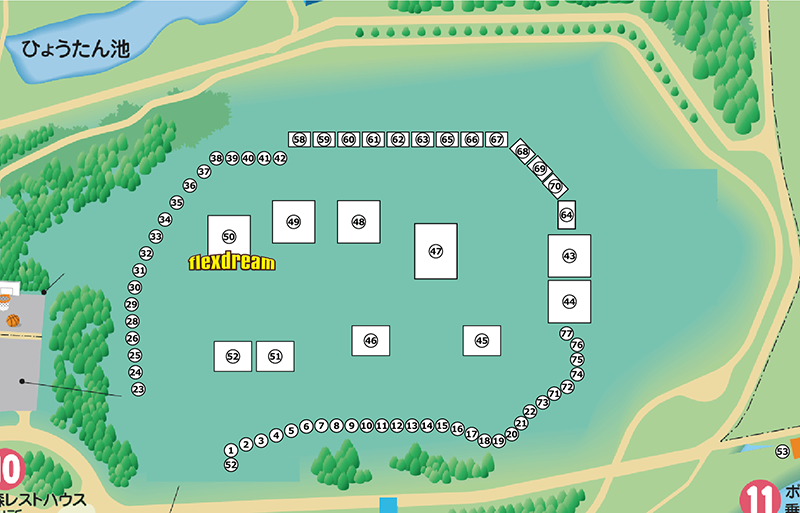 会場マップ（flexdream） アウトドアパーク2022 in 国営みちのく杜の湖畔公園
