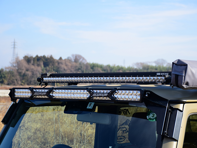 新型ジムニー JB74 カスタムデモカー IPF LEDライトバー ARB4x4ルーフラック（ベースラック）