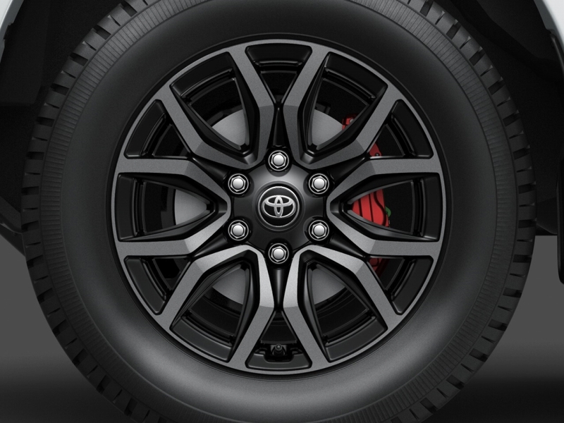 ハイラックス Z GRスポーツ 専用ブラック塗装・切削光輝18インチアルミホイール 18×7.5J ＆ 265/60R18タイヤ＆赤色（GRレッド）塗装ブレーキキャリパー
