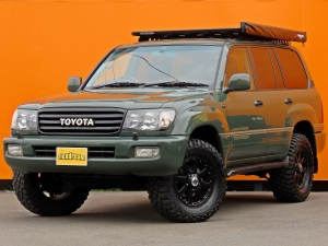 ランクル１００アーミーグリーン　ライノラック　オーニング　ＴＯＹＯＴＡロゴグリル