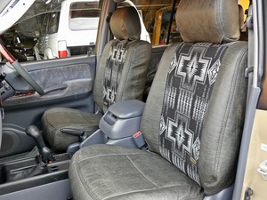 ランクルプラド丸目フェイス　ベージュ　デニムシートカバー