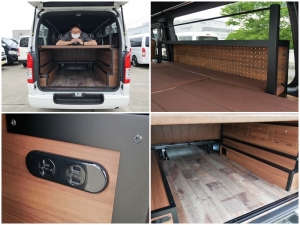 ハイエースバン新車コンプリート バンライフスタイル【FD-BOX7 Vanlife】無垢木材×アイアン家具
