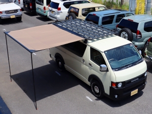 ハイエースバンアウトドア　キャンプ　車中泊　バンライフ　１BOX　ベッド　キャンピングカー