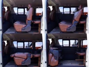ハイエースバンアウトドア　キャンプ　車中泊　バンライフ　１BOX　ベッド　キャンピングカー