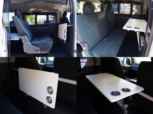 ハイエースバンアウトドア　キャンプ　車中泊　バンライフ　１BOX　ベッド　キャンピングカー