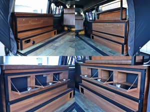 ハイエースバンアウトドア　キャンプ　車中泊　バンライフ　１BOX　ベッド　キャンピングカー