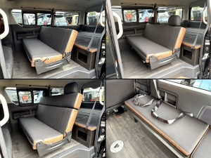 ハイエースワゴンアウトドア　キャンプ　車中泊　ベッド　キャンピングカー