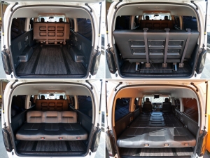 ハイエースワゴンアウトドア　キャンプ　車中泊　バンライフ　１BOX　ベッド　キャンピングカー