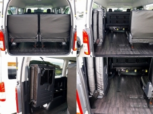 ハイエースワゴン4型新車　10人乗６AT　前向き９名乗車　内装カスタム　ＲＥＶＯシート
