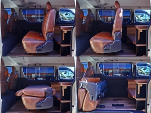 ハイエースバンアウトドア　キャンプ　車中泊　バンライフ　１BOX　ベッド　キャンピングカー