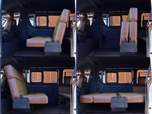 ハイエースバンアウトドア　キャンプ　車中泊　バンライフ　１BOX　ベッド　キャンピングカー
