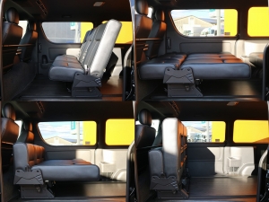 ハイエースバンキャンプ　車中泊　アウトドア　レジャー　内装架装