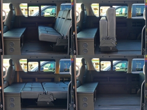 ハイエースワゴンアウトドア　キャンプ　車中泊　バンライフ　１BOX　ベッド　キャンピングカー