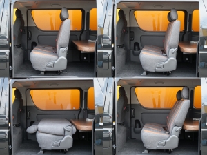 ハイエースバンキャンプ　車中泊　アウトドア　レジャー　内装架装