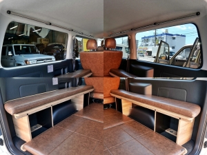ハイエースバンキャンプ　車中泊　アウトドア　レジャー